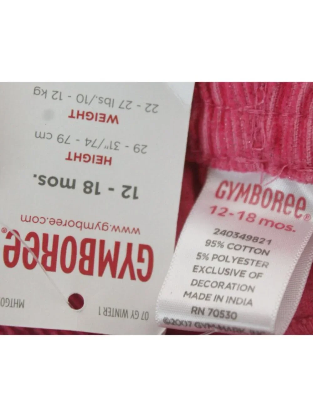 2007 Gymboree Cupcake Cutie sz 12-18m Pink Sparkle Corduroy Pants Embroidered